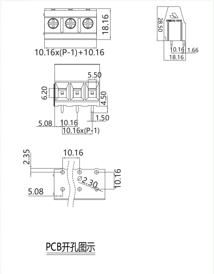固定式端子台DMK10-1016(图1)